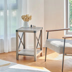 Table d'appoint ou de chevet CO-Z de style ferme de 40 cm avec étagère de rangement