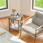 Table d'appoint ou de chevet CO-Z de style ferme de 40 cm avec étagère de rangement