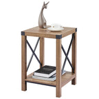 Table d'appoint ou de chevet CO-Z de style ferme de 40 cm avec étagère de rangement