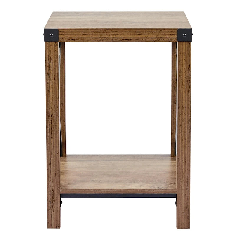 Table d'appoint ou de chevet CO-Z de style ferme de 40 cm avec étagère de rangement