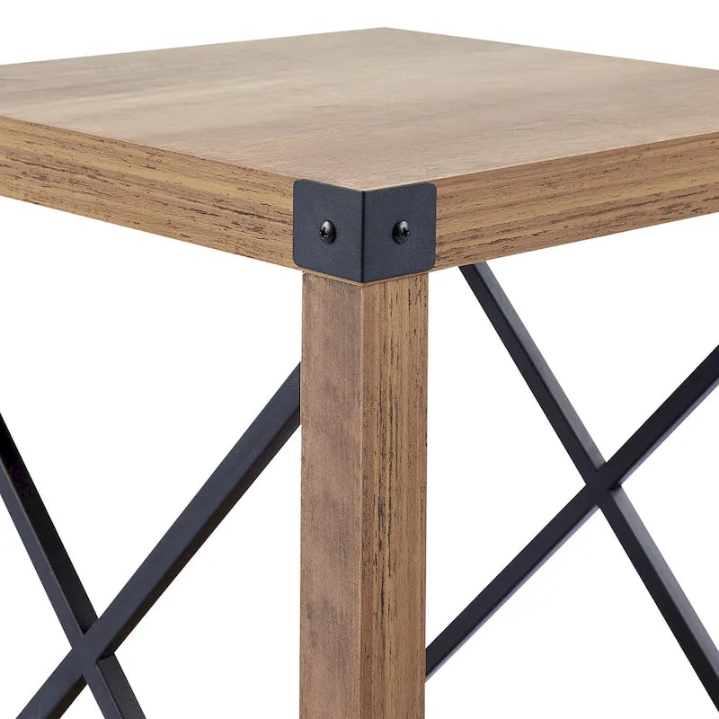 Table d'appoint ou de chevet CO-Z de style ferme de 40 cm avec étagère de rangement