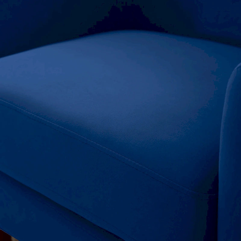 Fauteuil d'appoint VANOMi 28.34, fauteuil tonneau en velours avec pieds en bois massif