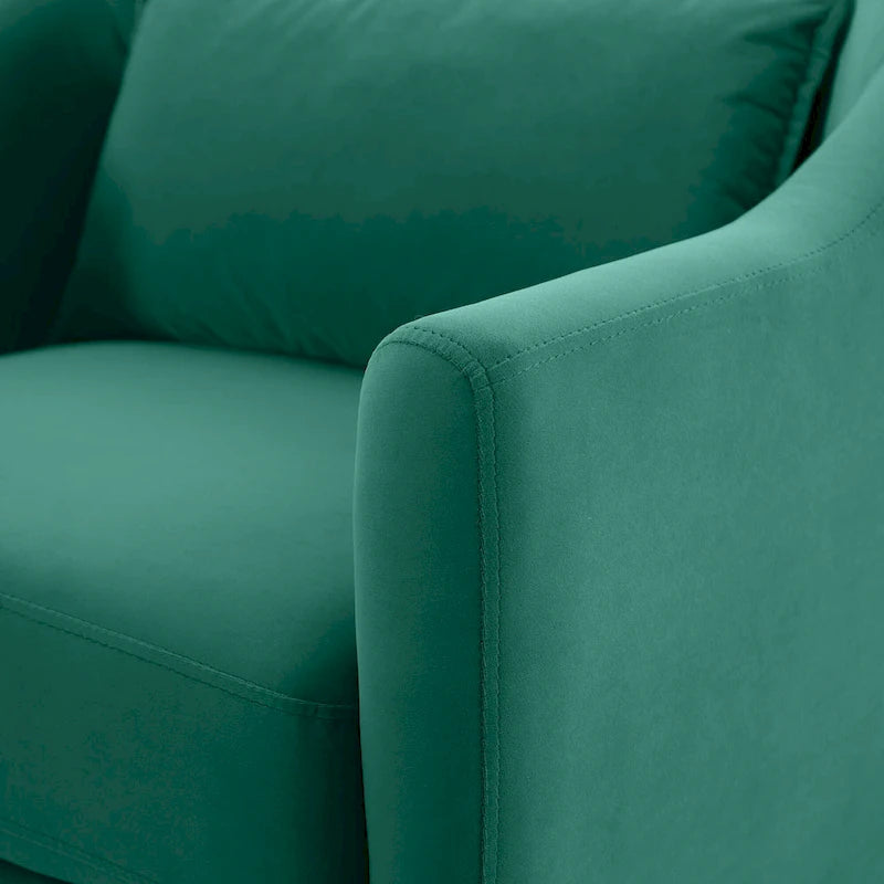 Fauteuil d'appoint VANOMi 28.34, fauteuil tonneau en velours avec pieds en bois massif