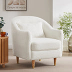 Fauteuil d'appoint VANOMi 28.34, fauteuil tonneau en velours avec pieds en bois massif