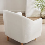 Fauteuil d'appoint VANOMi 28.34, fauteuil tonneau en velours avec pieds en bois massif