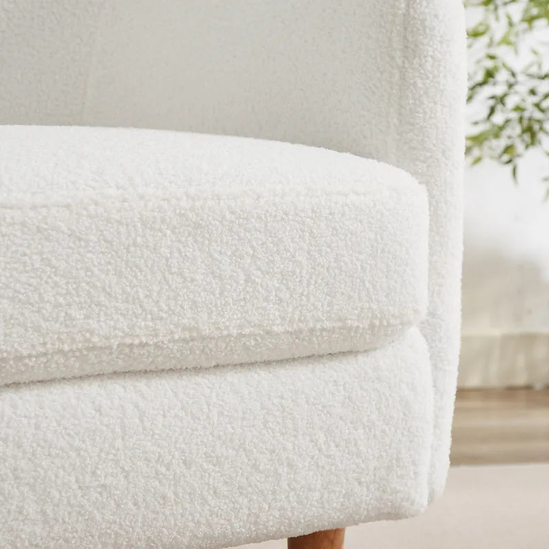 Fauteuil d'appoint VANOMi 28.34, fauteuil tonneau en velours avec pieds en bois massif