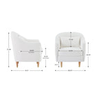 Fauteuil d'appoint VANOMi 28.34, fauteuil tonneau en velours avec pieds en bois massif