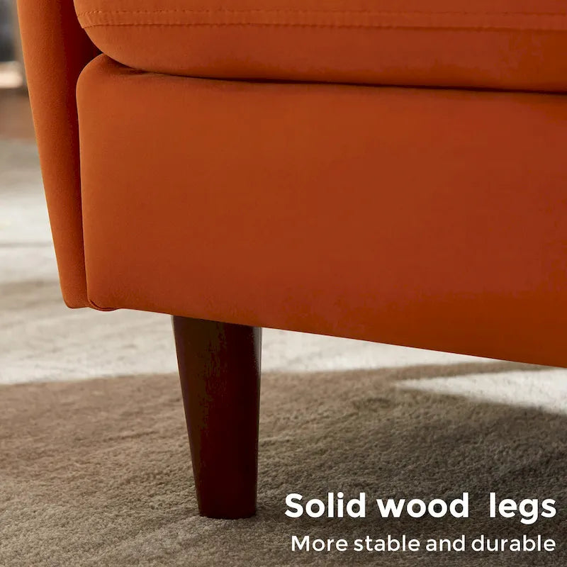 Fauteuil d'appoint VANOMi 28.34, fauteuil tonneau en velours avec pieds en bois massif