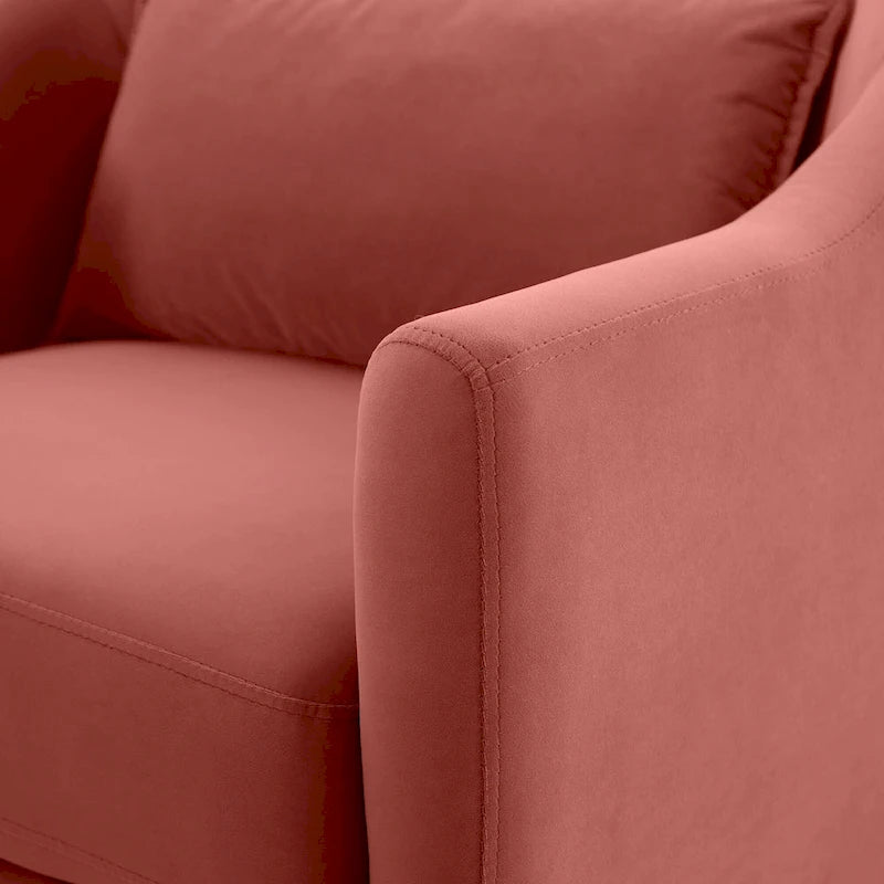 Fauteuil d'appoint VANOMi 28.34, fauteuil tonneau en velours avec pieds en bois massif