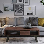 WYNDENHALL Mitchell SOLID WOOD & Metal 48 inch Wide Rectangle Modern Coffee Table - 48 W x 22 D x 18 H