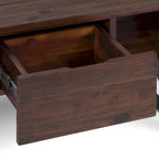 Table basse rectangulaire moderne WYNDENHALL Mitchell en bois massif et métal, 122 cm de large - 122 cm L x 56 cm P x 46 cm H