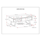 Table basse rectangulaire moderne WYNDENHALL Mitchell en bois massif et métal, 122 cm de large - 122 cm L x 56 cm P x 46 cm H