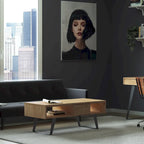 Table basse rectangulaire moderne WYNDENHALL Mitchell en bois massif et métal, 122 cm de large - 122 cm L x 56 cm P x 46 cm H