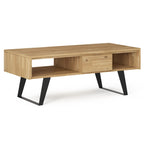 Table basse rectangulaire moderne WYNDENHALL Mitchell en bois massif et métal, 122 cm de large - 122 cm L x 56 cm P x 46 cm H