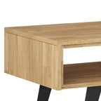 Table basse rectangulaire moderne WYNDENHALL Mitchell en bois massif et métal, 122 cm de large - 122 cm L x 56 cm P x 46 cm H