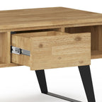 Table basse rectangulaire moderne WYNDENHALL Mitchell en bois massif et métal, 122 cm de large - 122 cm L x 56 cm P x 46 cm H