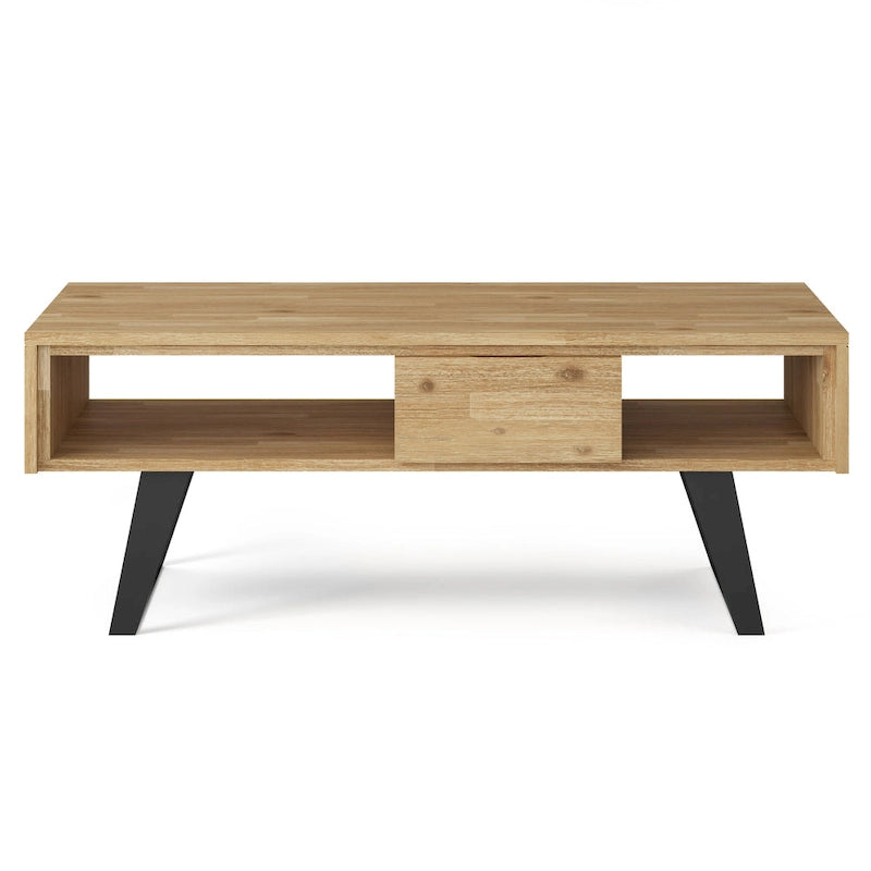 Table basse rectangulaire moderne WYNDENHALL Mitchell en bois massif et métal, 122 cm de large - 122 cm L x 56 cm P x 46 cm H