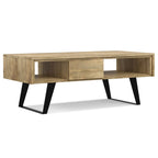 Table basse rectangulaire moderne WYNDENHALL Mitchell en bois massif et métal, 122 cm de large - 122 cm L x 56 cm P x 46 cm H