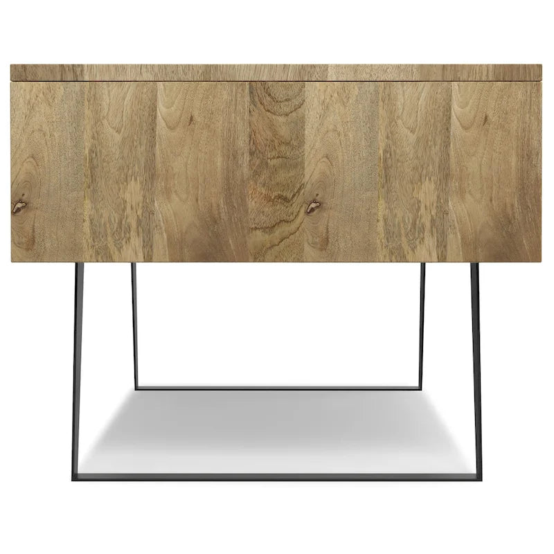Table basse rectangulaire moderne WYNDENHALL Mitchell en bois massif et métal, 122 cm de large - 122 cm L x 56 cm P x 46 cm H