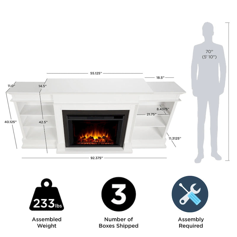 Cheminée électrique Ashton 93 Grand Media blanche de Real Flame