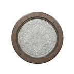 Table basse ronde en carreaux de plafond Heartland blanc antique et tabac