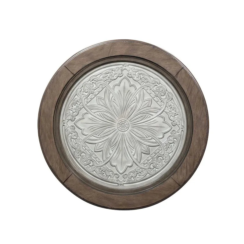Table basse ronde en carreaux de plafond Heartland blanc antique et tabac