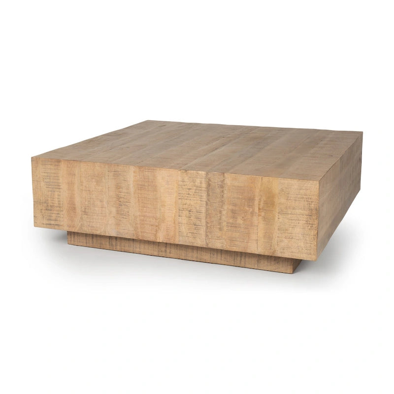 Table basse flottante carrée en bois massif Hayden