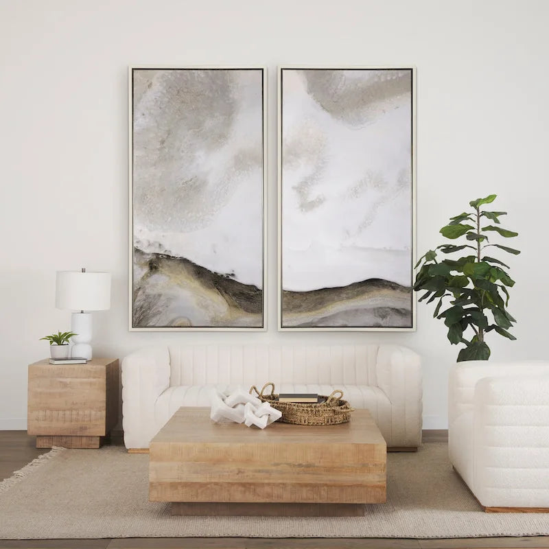 Table basse flottante carrée en bois massif Hayden