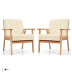 Gymax Lot de 2 fauteuils d'appoint rembourrés pour la maison ou le bureau, avec assise en bois - 25 x 26,5 x 32