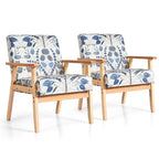 Gymax Lot de 2 fauteuils d'appoint rembourrés pour la maison ou le bureau, avec assise en bois - 25 x 26,5 x 32
