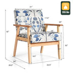 Gymax Lot de 2 fauteuils d'appoint rembourrés pour la maison ou le bureau, avec assise en bois - 25 x 26,5 x 32