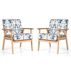 Gymax Lot de 2 fauteuils d'appoint rembourrés pour la maison ou le bureau, avec assise en bois - 25 x 26,5 x 32