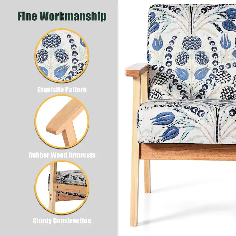 Gymax Lot de 2 fauteuils d'appoint rembourrés pour la maison ou le bureau, avec assise en bois - 25 x 26,5 x 32