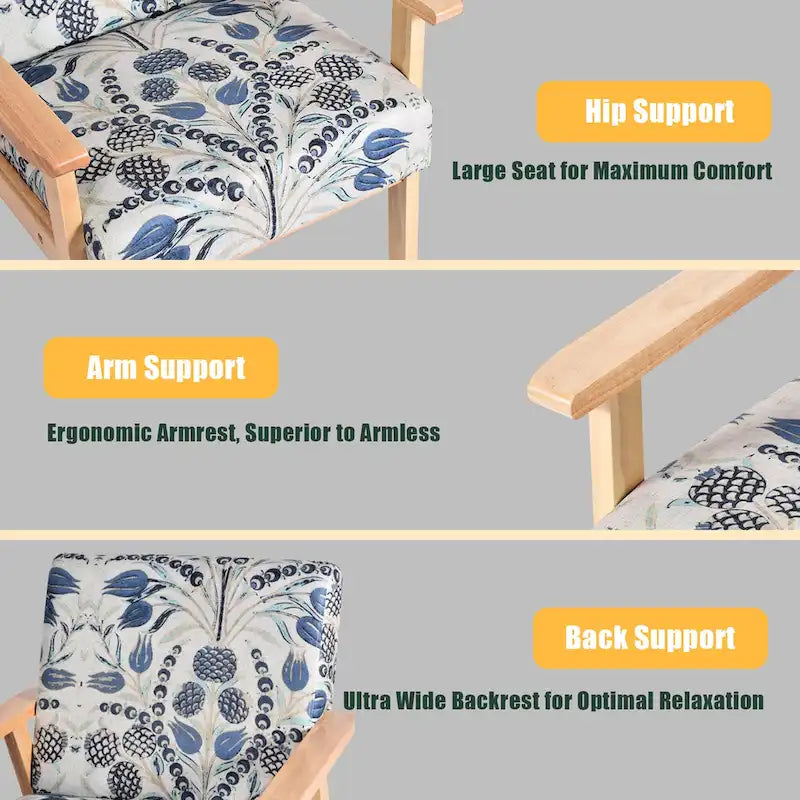 Gymax Lot de 2 fauteuils d'appoint rembourrés pour la maison ou le bureau, avec assise en bois - 25 x 26,5 x 32