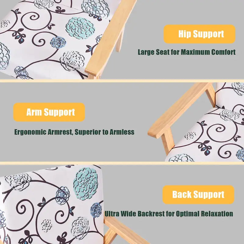 Gymax Lot de 2 fauteuils d'appoint rembourrés pour la maison ou le bureau, avec assise en bois - 25 x 26,5 x 32