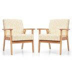 Gymax Lot de 2 fauteuils d'appoint rembourrés pour la maison ou le bureau, avec assise en bois - 25 x 26,5 x 32