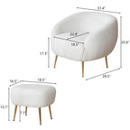 Fauteuil d'appoint moderne en forme de tonneau avec repose-pieds - Assise confortable et élégante pour petits espaces - 31,4 (L) x 29,5 (l) x 25,6 (H)