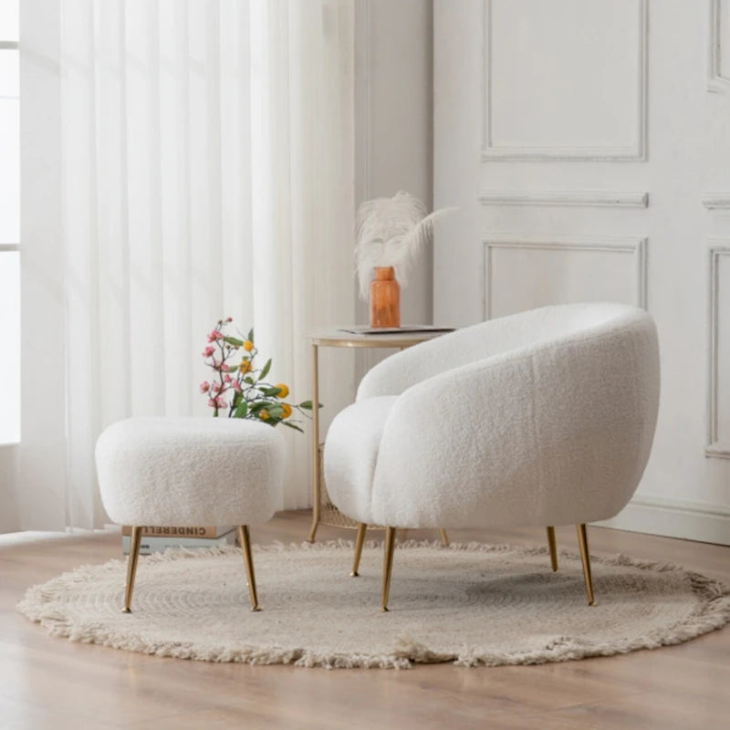 Fauteuil d'appoint moderne en forme de tonneau avec repose-pieds - Assise confortable et élégante pour petits espaces - 31,4 (L) x 29,5 (l) x 25,6 (H)