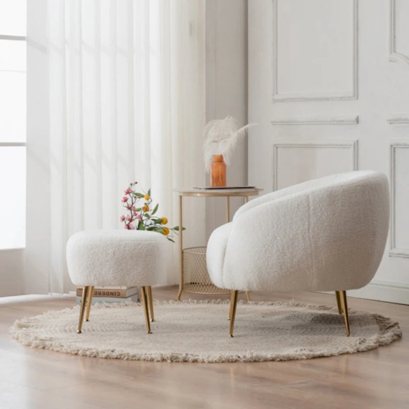 Fauteuil d'appoint moderne en forme de tonneau avec repose-pieds - Assise confortable et élégante pour petits espaces - 31,4 (L) x 29,5 (l) x 25,6 (H)