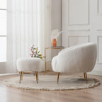 Fauteuil d'appoint moderne en forme de tonneau avec repose-pieds - Assise confortable et élégante pour petits espaces - 31,4 (L) x 29,5 (l) x 25,6 (H)