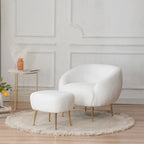 Fauteuil d'appoint moderne en forme de tonneau avec repose-pieds - Assise confortable et élégante pour petits espaces - 31,4 (L) x 29,5 (l) x 25,6 (H)