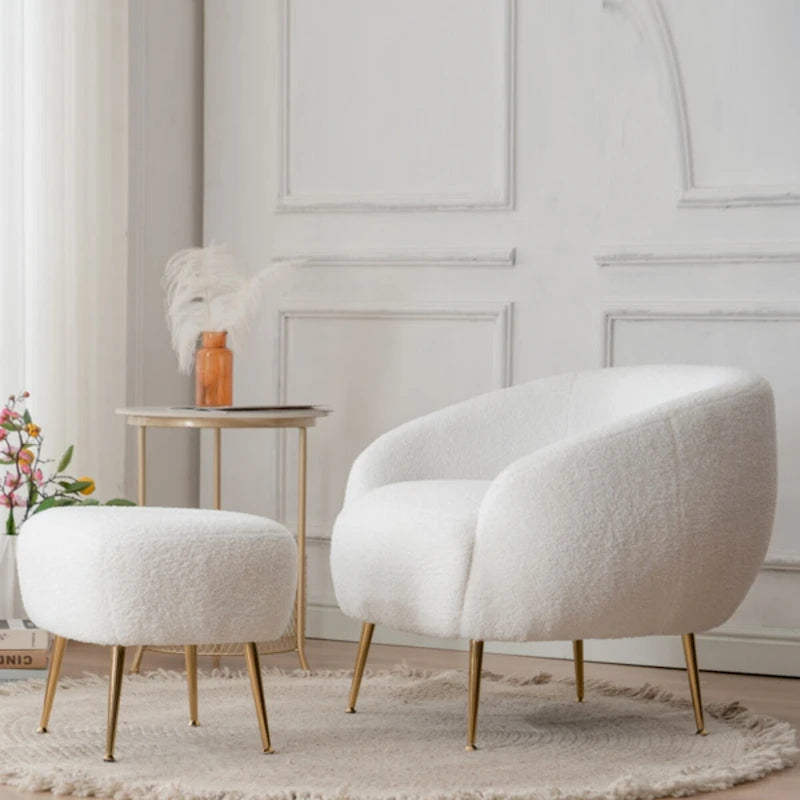 Fauteuil d'appoint moderne en forme de tonneau avec repose-pieds - Assise confortable et élégante pour petits espaces - 31,4 (L) x 29,5 (l) x 25,6 (H)