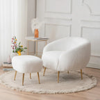 Fauteuil d'appoint moderne en forme de tonneau avec repose-pieds - Assise confortable et élégante pour petits espaces - 31,4 (L) x 29,5 (l) x 25,6 (H)