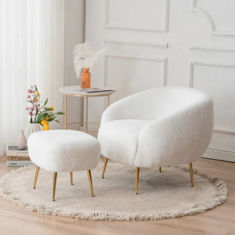 Fauteuil d'appoint moderne en forme de tonneau avec repose-pieds - Assise confortable et élégante pour petits espaces - 31,4 (L) x 29,5 (l) x 25,6 (H)