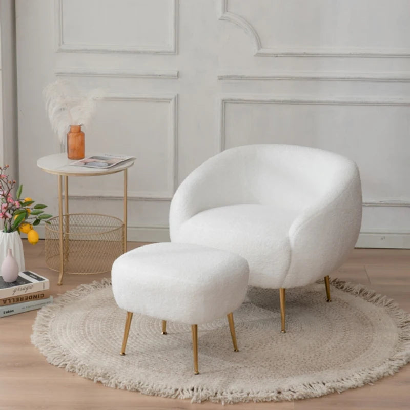 Fauteuil d'appoint moderne en forme de tonneau avec repose-pieds - Assise confortable et élégante pour petits espaces - 31,4 (L) x 29,5 (l) x 25,6 (H)