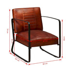 Fauteuil simple vidaXL avec structure en métal, en cuir véritable, pour salon - 23,6 x 25,2 x 29,1 cm
