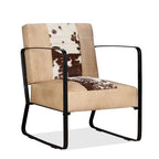 Fauteuil simple vidaXL avec structure en métal, en cuir véritable, pour salon - 23,6 x 25,2 x 29,1 cm