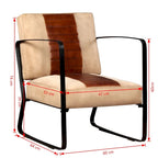 Fauteuil simple vidaXL avec structure en métal, en cuir véritable, pour salon - 23,6 x 25,2 x 29,1 cm