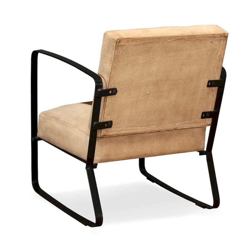 Fauteuil simple vidaXL avec structure en métal, en cuir véritable, pour salon - 23,6 x 25,2 x 29,1 cm