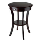 Sasha Round Accent Table, Cappuccino - 20W x 20D x 27H.
